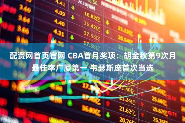 配资网首页官网 CBA首月奖项：胡金秋第9次月最佳率广厦第一 韦瑟斯庞首次当选